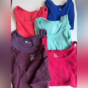 🌈 GAP Women’s Colorful Tank Tops, Lot of 6, Ribbed Scoop Neck, Small